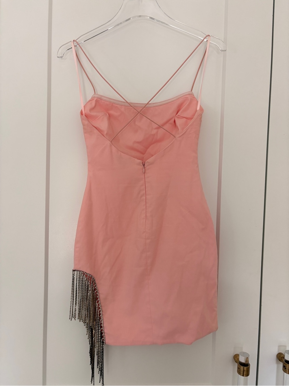Spaghetti Strap Pink Fringe Mini Dress - Picture 5 of 6